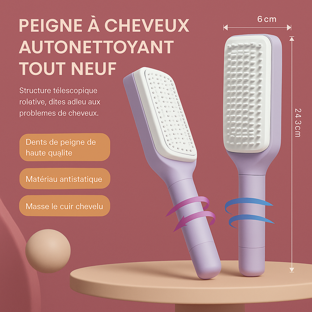 Brosses cheveux auto-nettoyantes